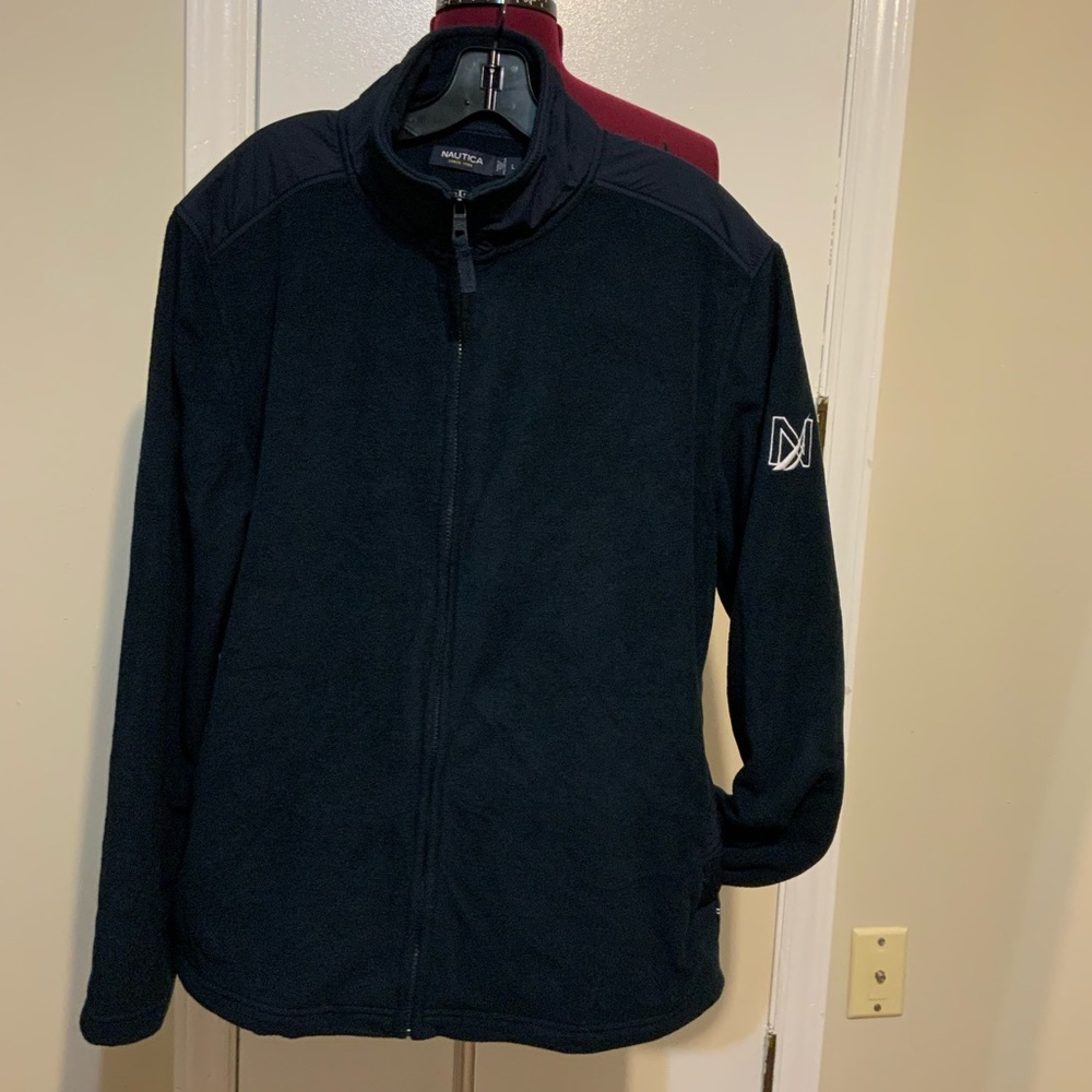 Like New Nautica Zip-Up Fleece lightweight Black Jacket Men’s